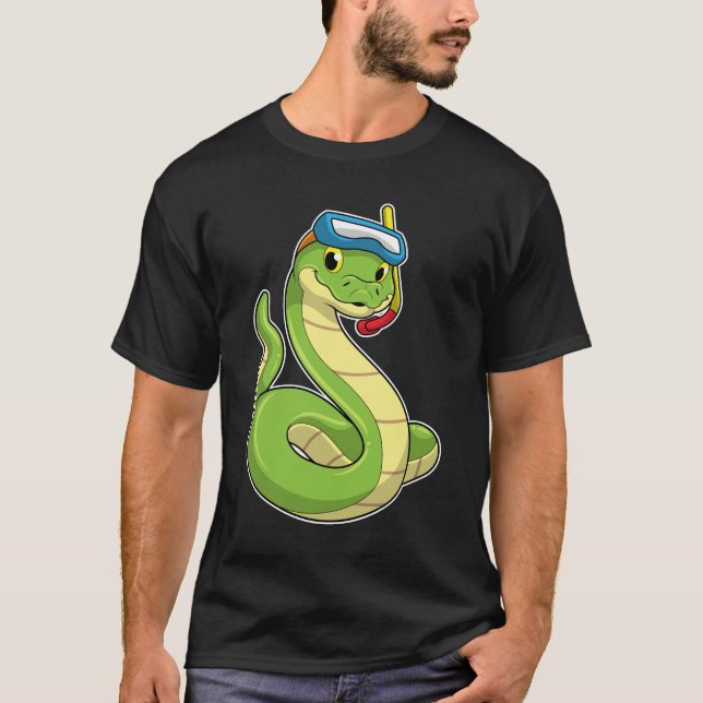 Snake as Diver med Snorkel T Shirt (Framsida)