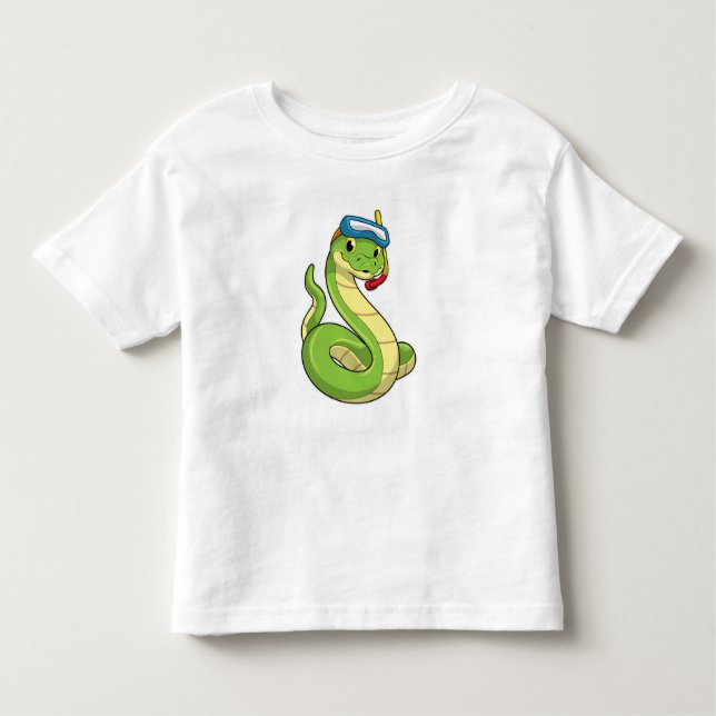 Snake as Diver med Snorkel T Shirt (Framsida)