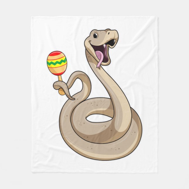 Snake as Musician med Maracas Fleecefilt (Framsidan)