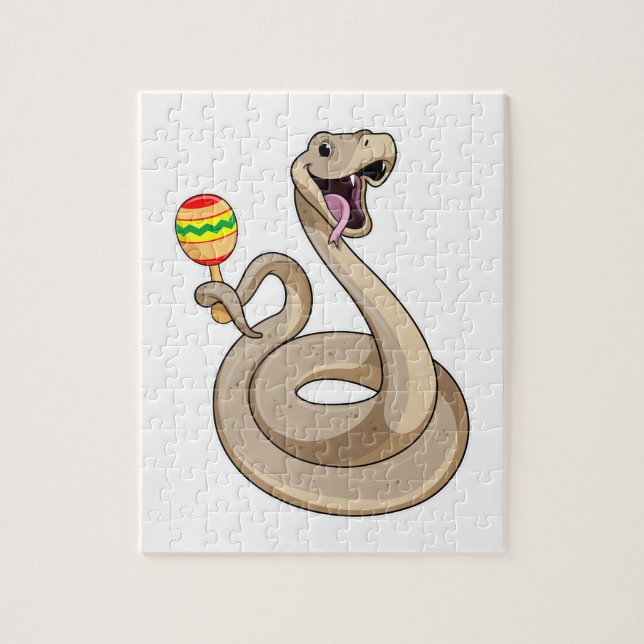 Snake as Musician med Maracas Pussel (Vertikal)