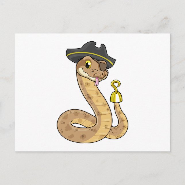 Snake as Pirate with Hook hand & Eye patch Vykort (Framsida)