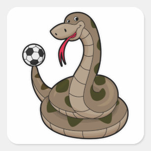 Snake as som fotbollsspelare med fotboll fyrkantigt klistermärke
