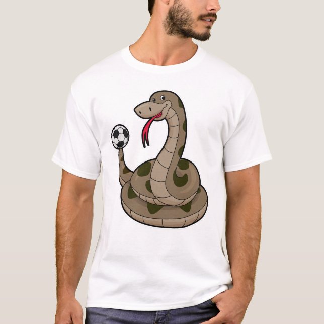Snake as som fotbollsspelare med fotboll t shirt (Framsida)