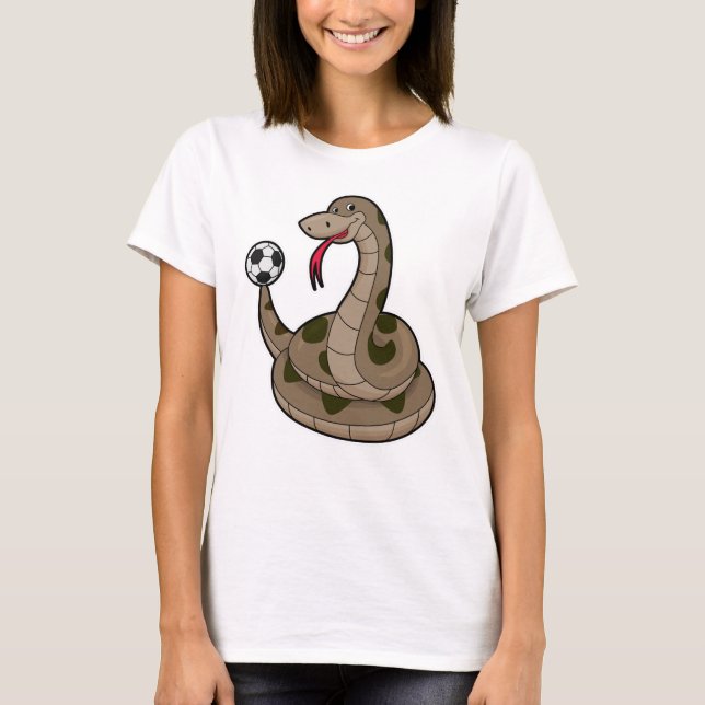 Snake as som fotbollsspelare med fotboll t shirt (Framsida)