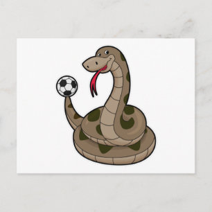 Snake as som fotbollsspelare med fotboll vykort