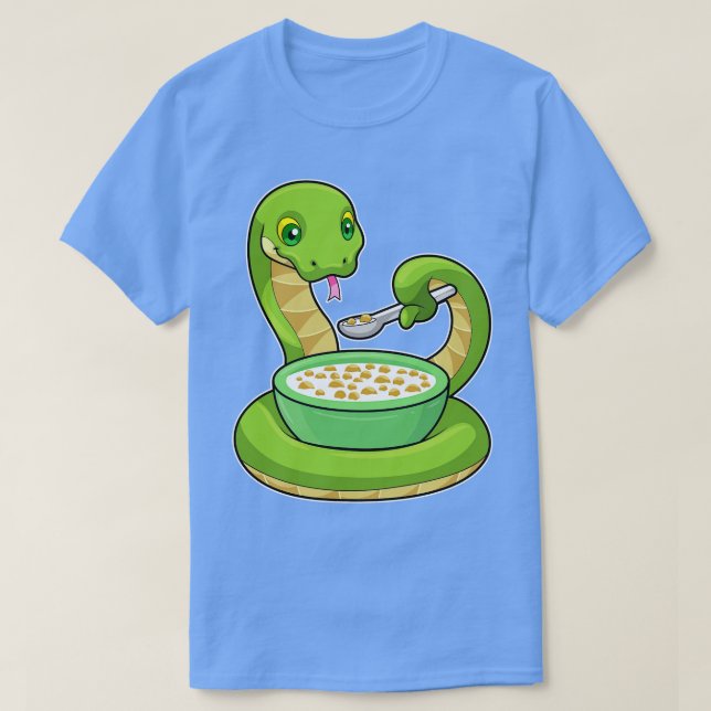 Snake at Eating with Muesli T Shirt (Design framsida)