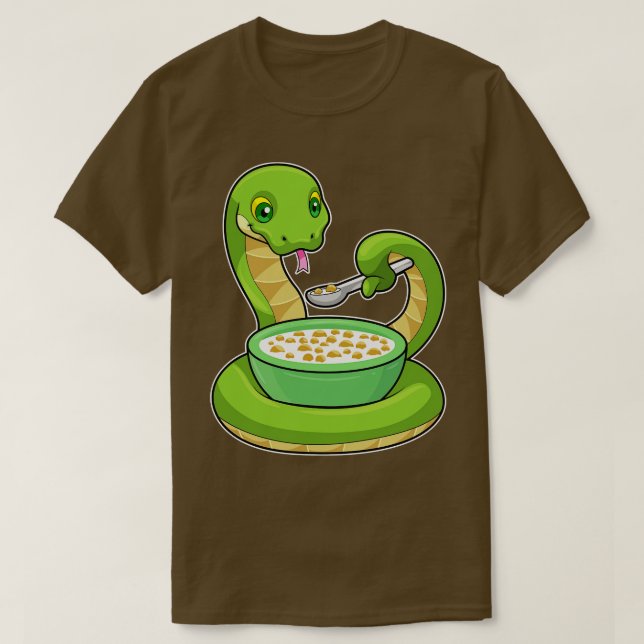 Snake at Eating with Muesli T Shirt (Design framsida)
