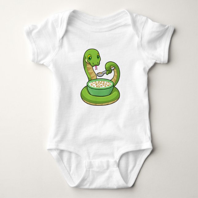 Snake at Eating with Muesli T Shirt (Framsida)