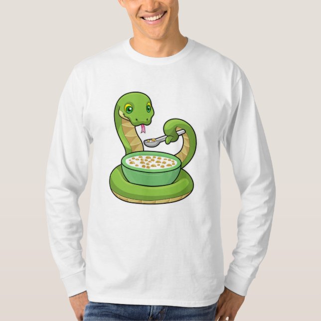 Snake at Eating with Muesli T Shirt (Framsida)