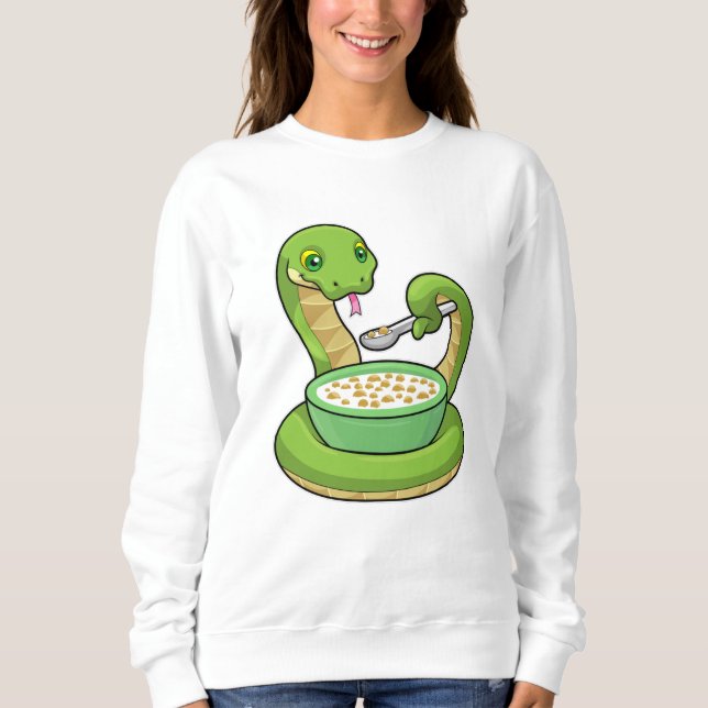 Snake at Eating with Muesli T Shirt (Framsida)