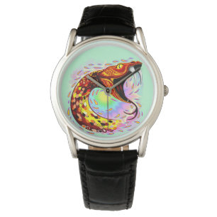 Snake Attack Psychedelic Surreal Art Armbandsur