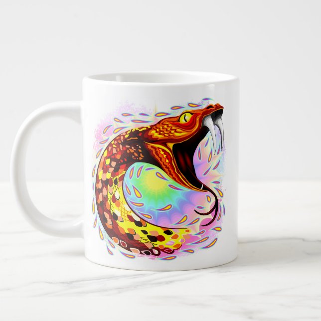 Snake Attack Psychedelic Surreal Art Jumbo Mugg (Vänster)