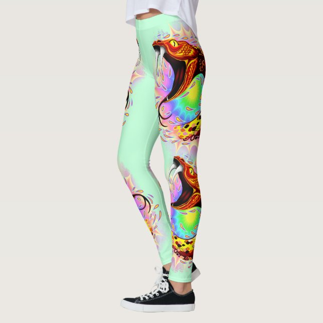 Snake Attack Psychedelic Surreal Art Leggings (Vänster)