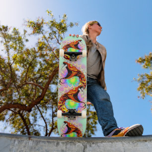 Snake Attack Psychedelic Surreal Art Mini Skateboard Bräda 18,5 Cm