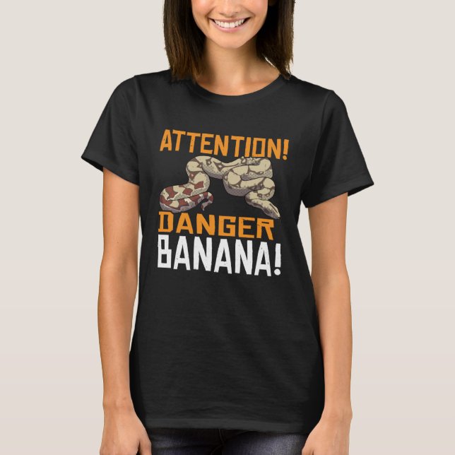 Snake Attention Danger Banana Ball Python T Shirt (Framsida)