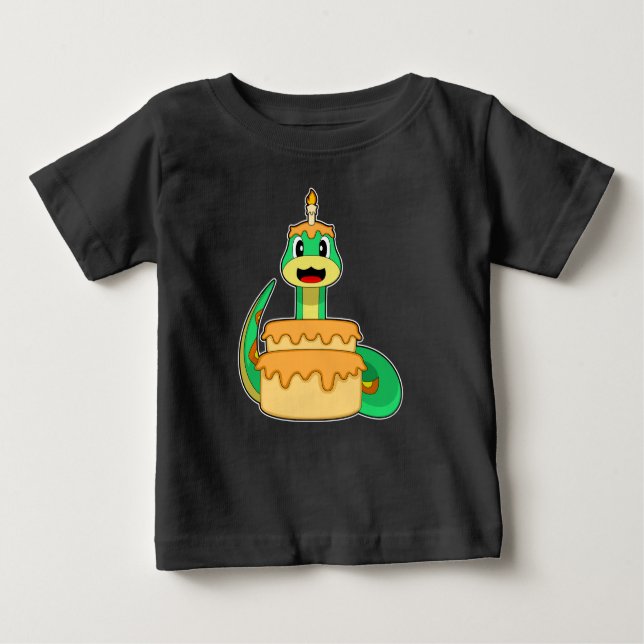 Snake Birthday Candle Cake T Shirt (Framsida)