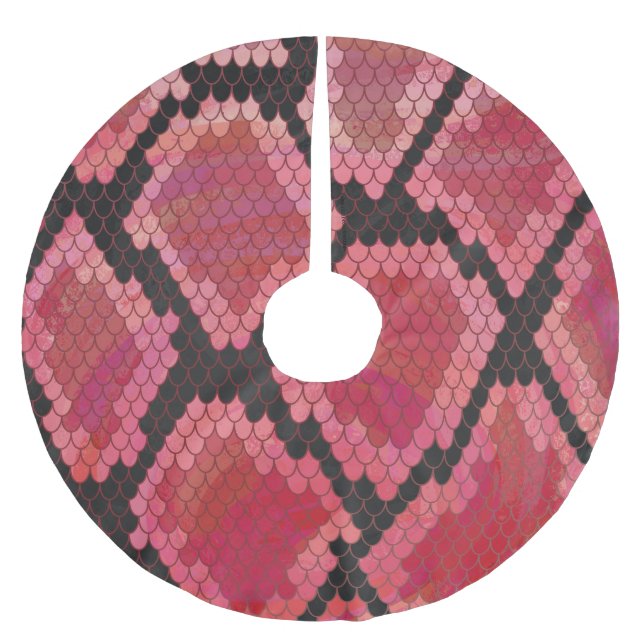 Snake Black and Red Print Julgransmatta Borstad Polyester (Framsidan)