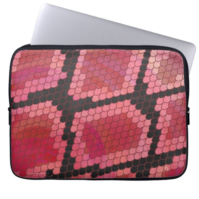 Snake Black and Red Print Laptop Sleeve (Framsidan)
