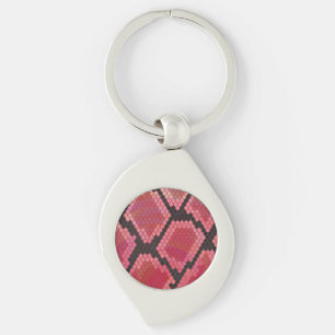 Snake Black and Red Print Swirl Silverfärgad Nyckelring