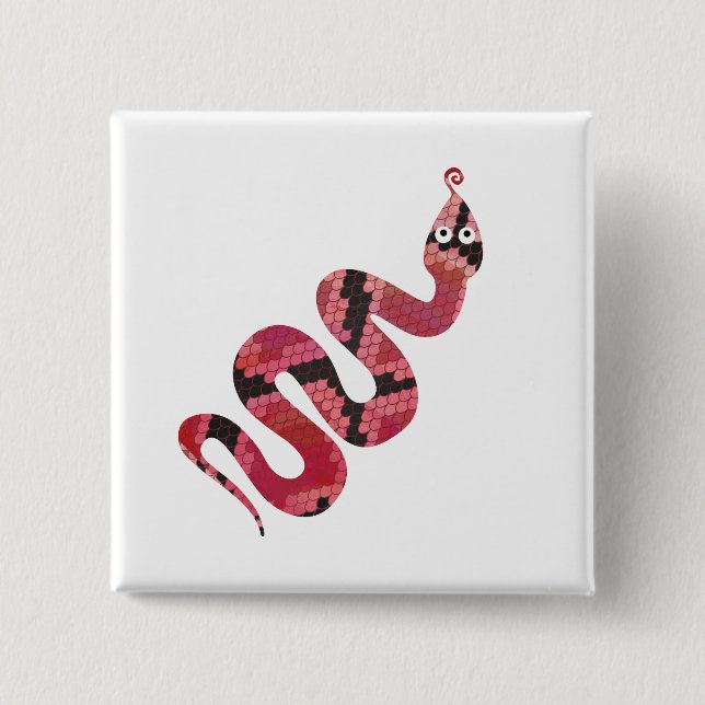 Snake Black och Red Silhouette Knapp (Framsida)