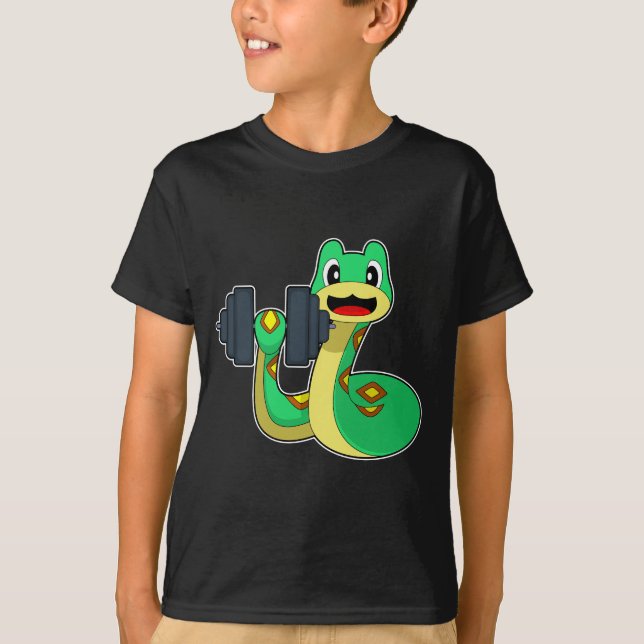 Snake Bodybuilding der Dumbbell Bodybuilding T Shirt (Framsida)