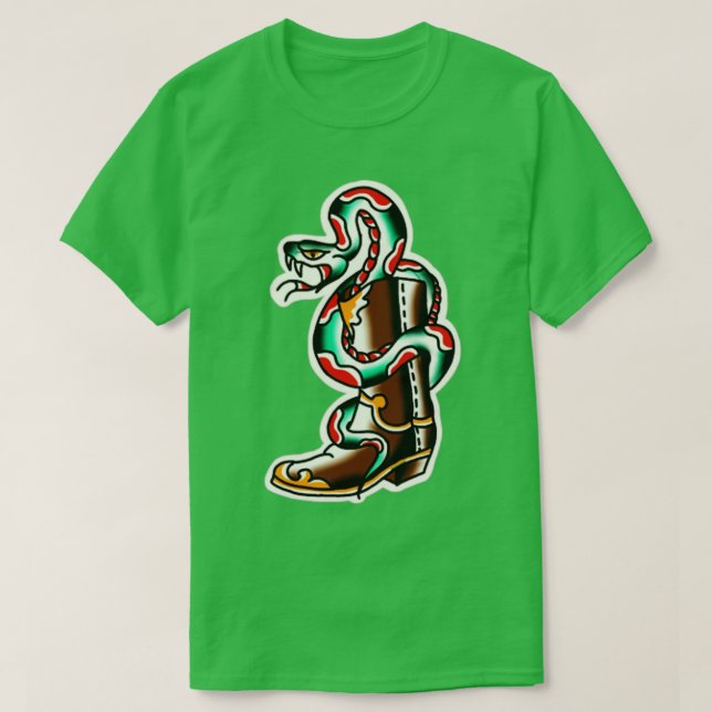 "snake boots wowooden Traditional tattoo" T Shirt (Design framsida)