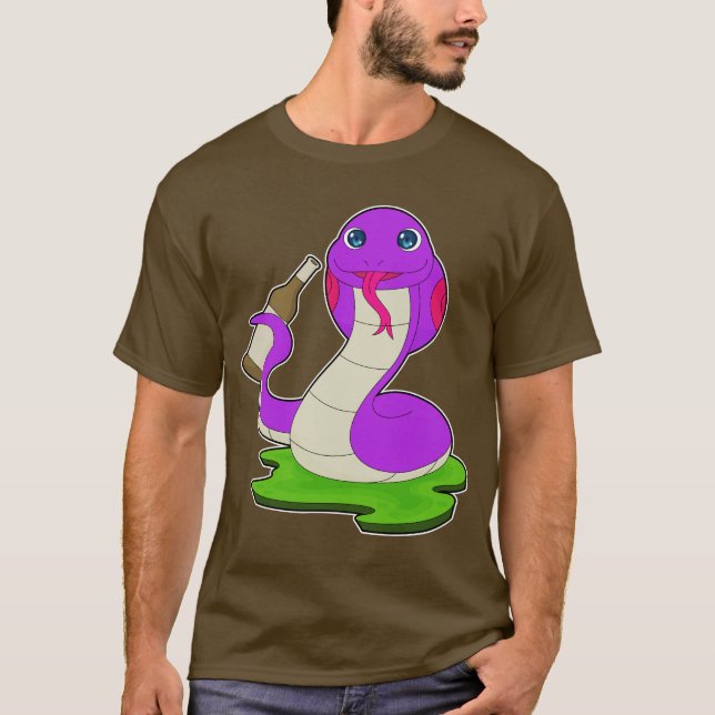 Snake Bottle Beer T Shirt (Framsida)