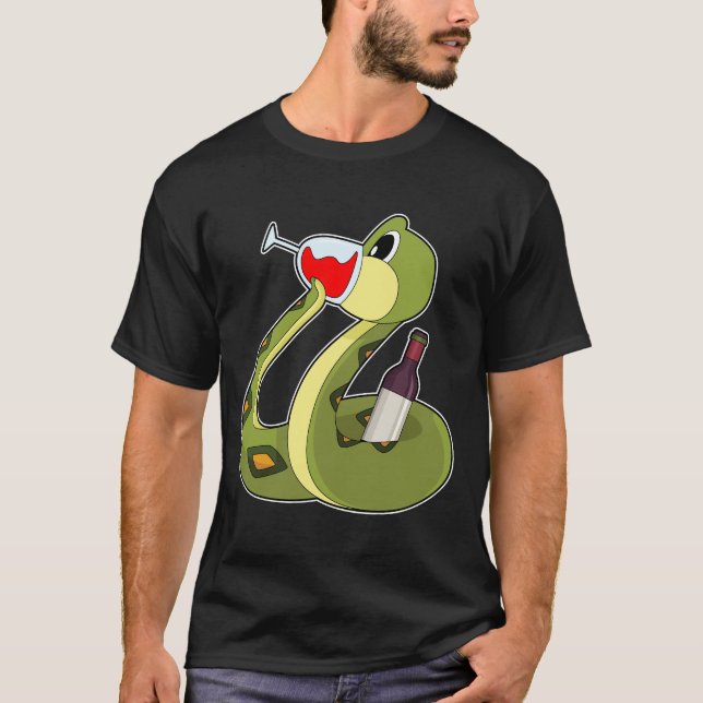 Snake Bottle Red wine T Shirt (Framsida)