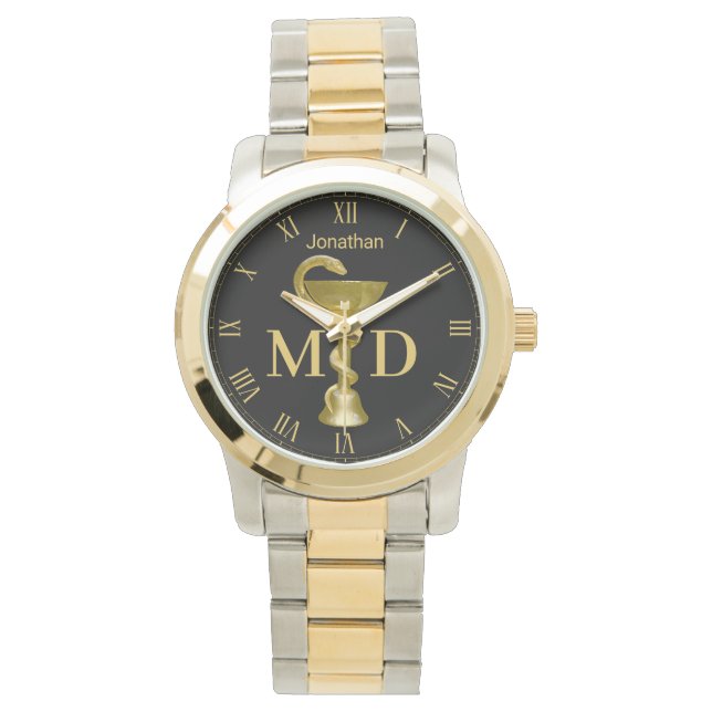 Snake Bowl Medical Hygieia Guld Medical Doktor MD Armbandsur (Framsida)