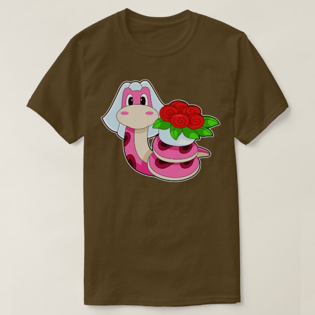 Snake Bride Flowers Bröllop T Shirt (Design framsida)