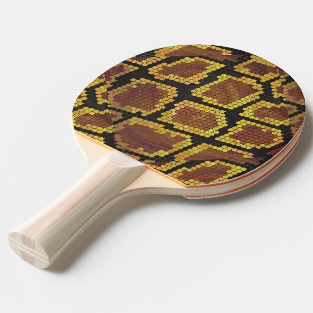 Snake Brown och Guld Skriv ut Pingisracket (Frontvinkel)