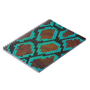 Snake Brown och Teal Print Anteckningsbok Med Spiral