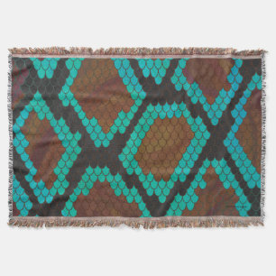 Snake Brown och Teal Print Filt
