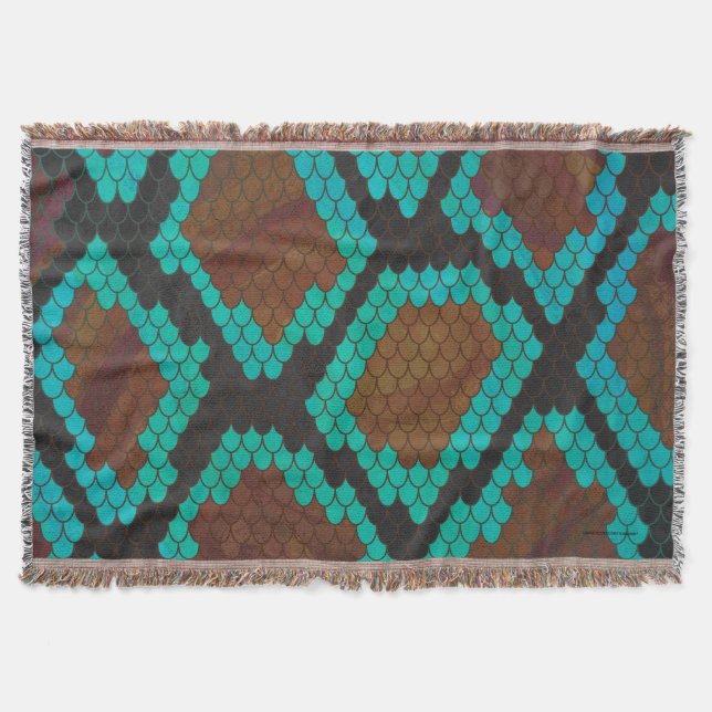 Snake Brown och Teal Print Filt (Framsidan)
