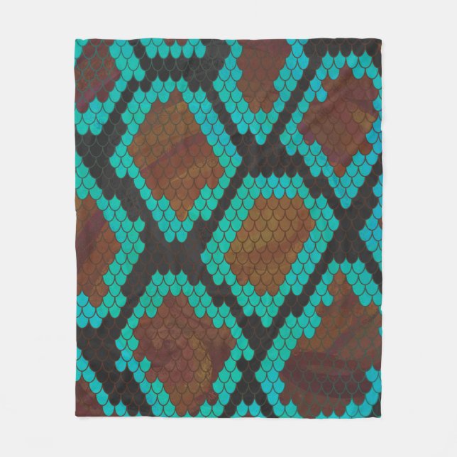 Snake Brown och Teal Print Fleecefilt (Framsidan)