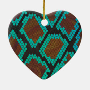 Snake Brown och Teal Print Julgransprydnad Keramik