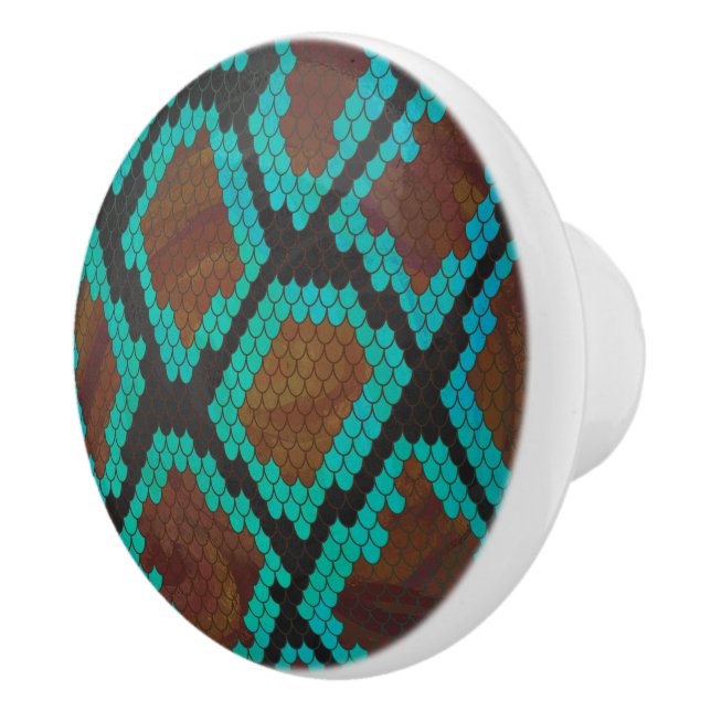 Snake Brown och Teal Print Knopp (Höger)