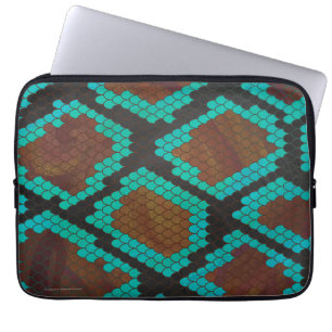 Snake Brown och Teal Print Laptop Fodral