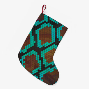 Snake Brown och Teal Print Liten Julstrumpa