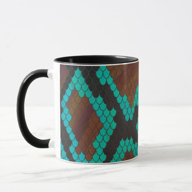 Snake Brown och Teal Print Mugg (Vänster)