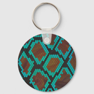 Snake Brown och Teal Print Nyckelring