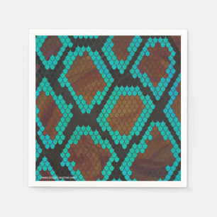 Snake Brown och Teal Print Pappersservett