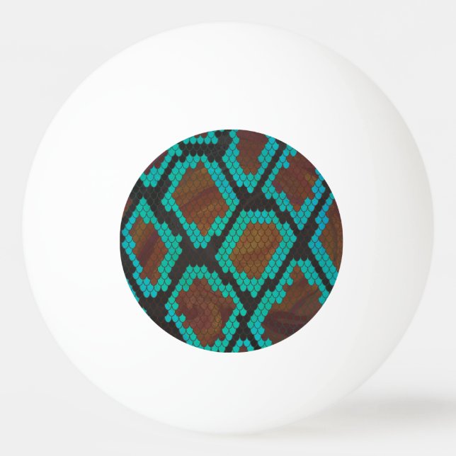 Snake Brown och Teal Print Pingisboll (Framsidan)