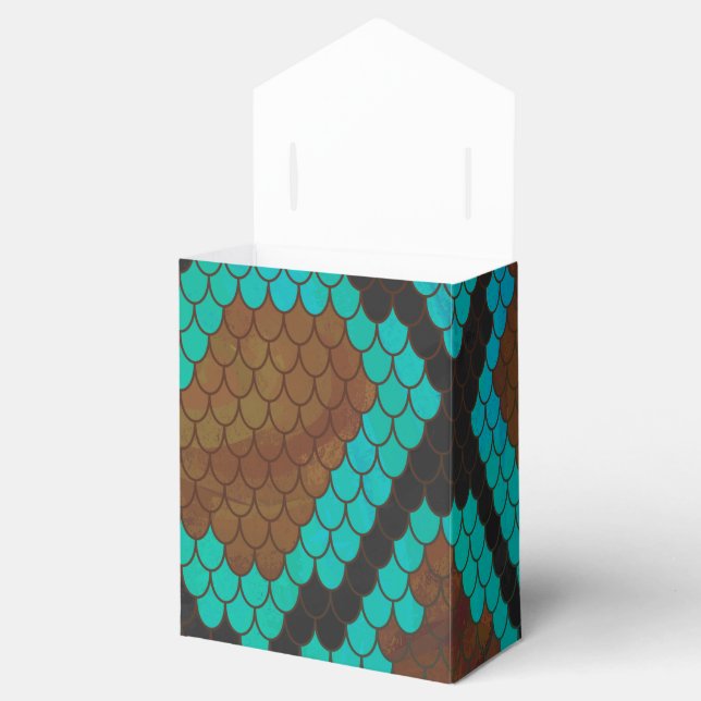 Snake Brown och Teal Print Presentaskar (Öppnad)