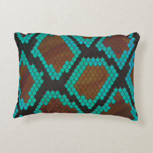 Snake Brown och Teal Print Prydnadskudde