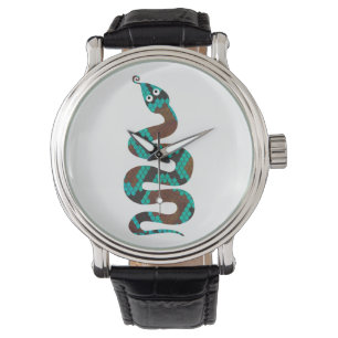 Snake Brown och Teal Print Silhouette Armbandsur
