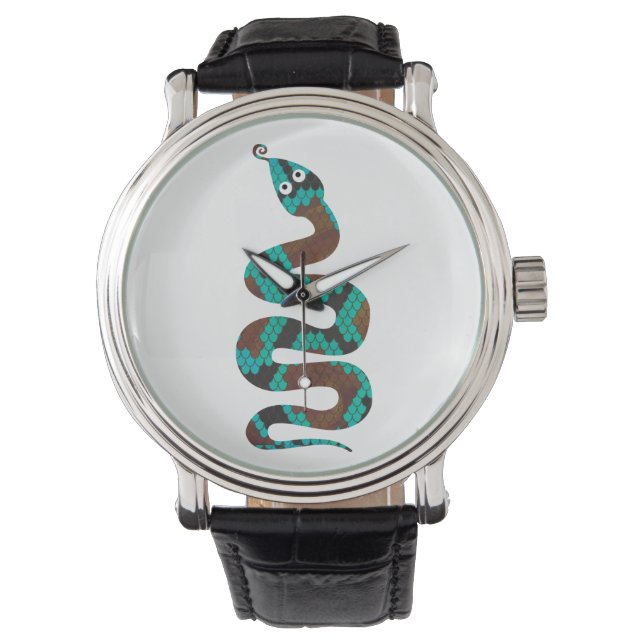 Snake Brown och Teal Print Silhouette Armbandsur (Framsida)