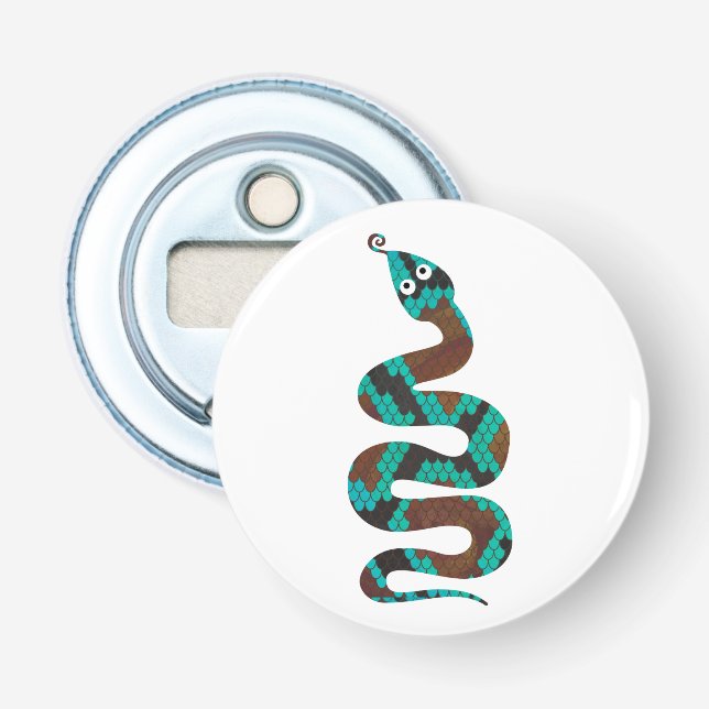 Snake Brown och Teal Print Silhouette Flasköppnare (Framsidan)