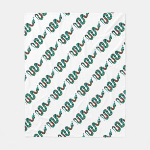 Snake Brown och Teal Print Silhouette Fleecefilt