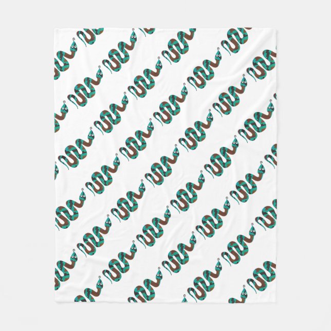 Snake Brown och Teal Print Silhouette Fleecefilt (Framsidan)
